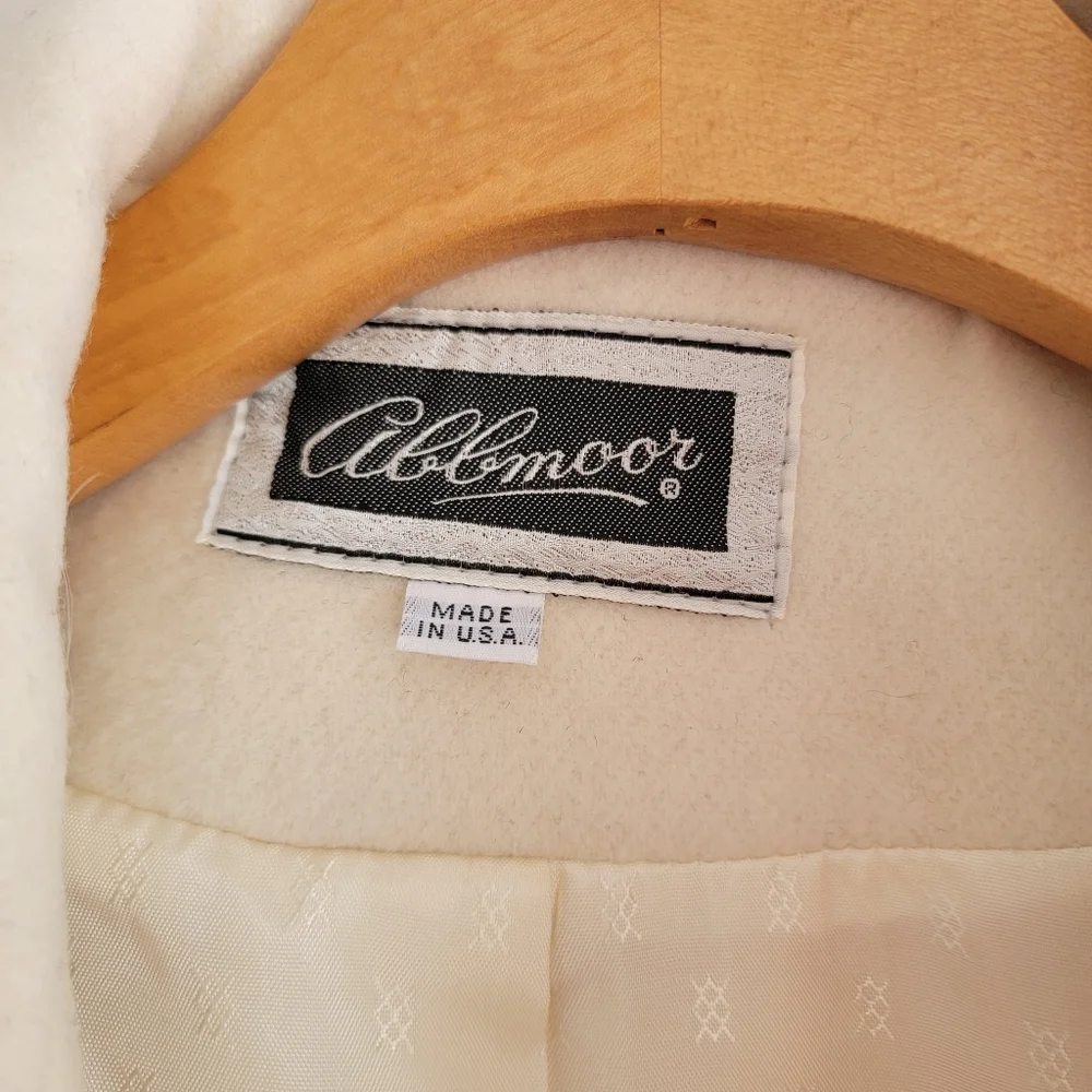 Vintage 60s Miss Abbmoor High Quality Wool Double Breasted Coat Cream XL- XXL